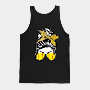 Softball Bun & Glasses - Dark Apparel Tank Top